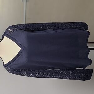 Unbranded Size M Navy Blue Waffle Knit Longsleeve Top